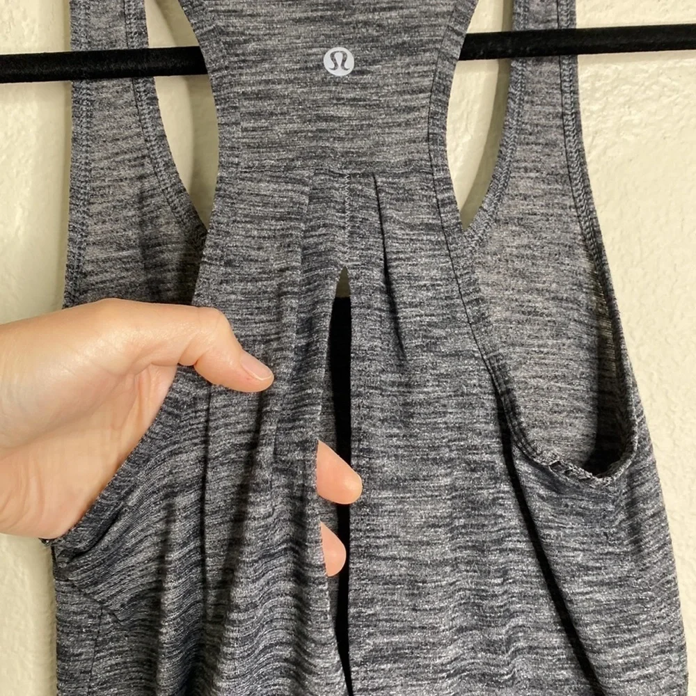 Lululemon salute the sun tank open back racerback grey healthered